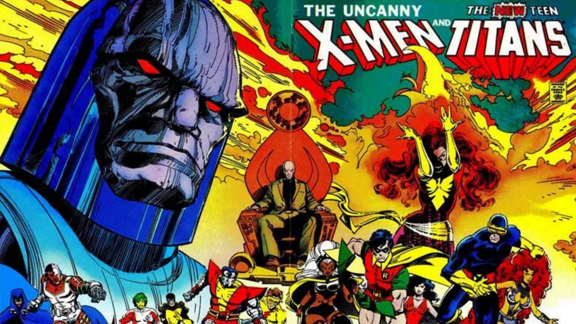 The X-Men and Teen Titans unite to stop Darkseid's evil plans! (Image via DC and Marvel Comics)